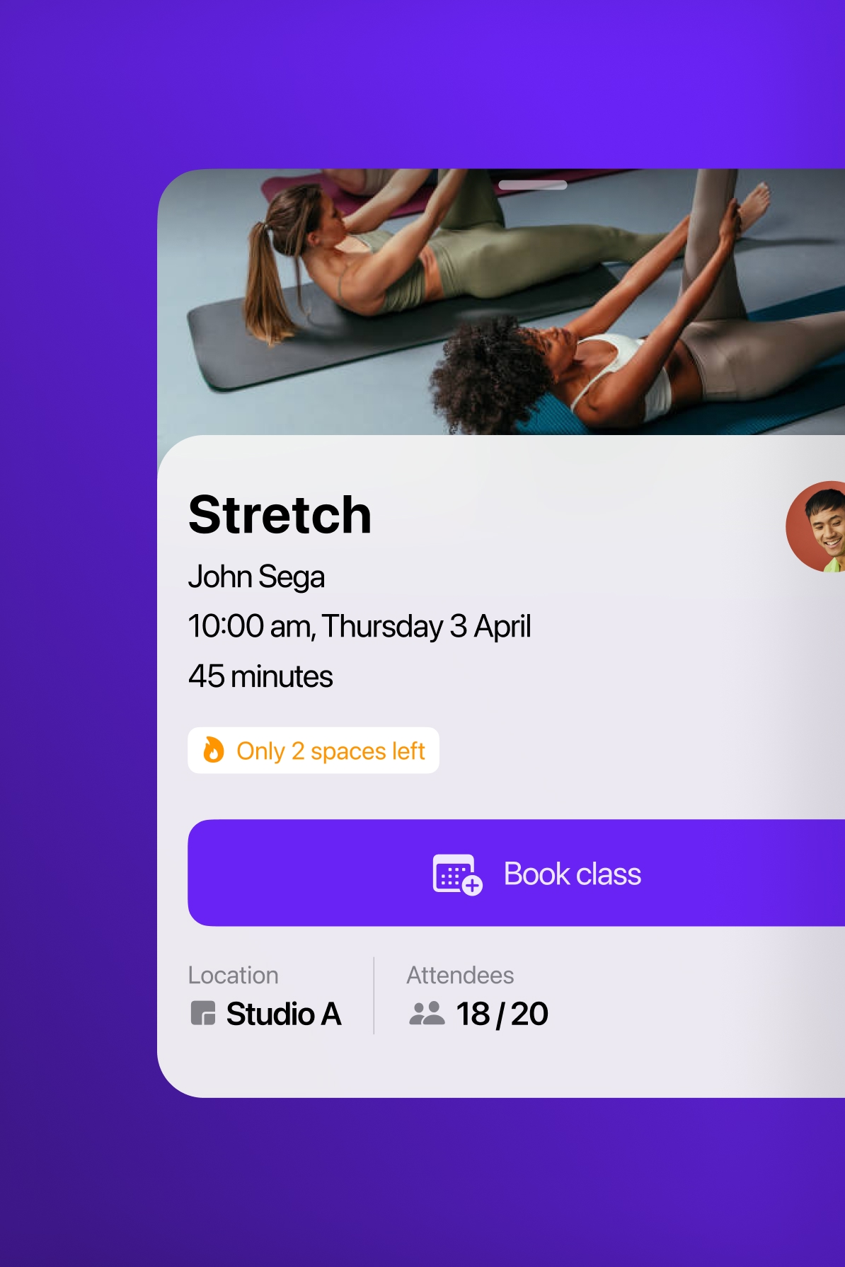 Book a class modal
