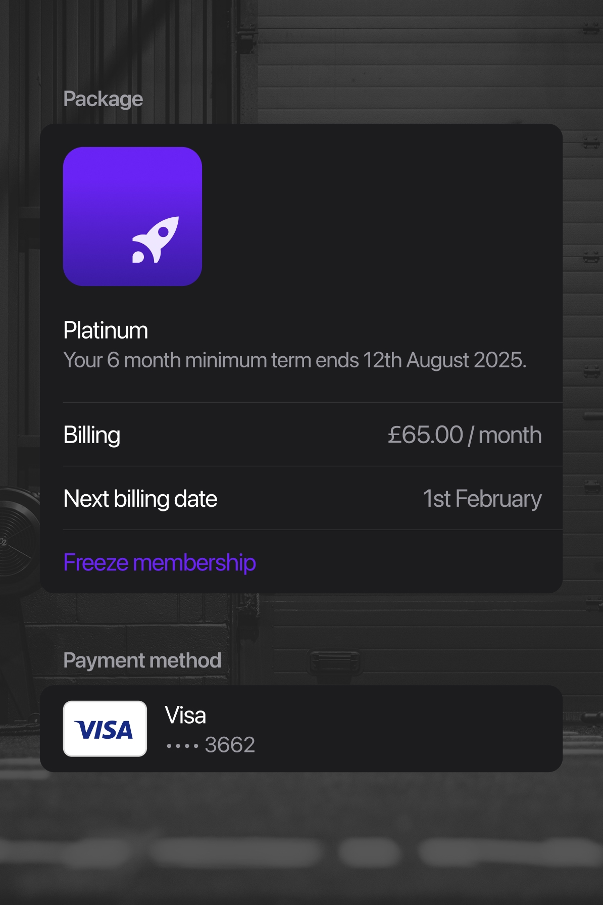 Membership subscription details